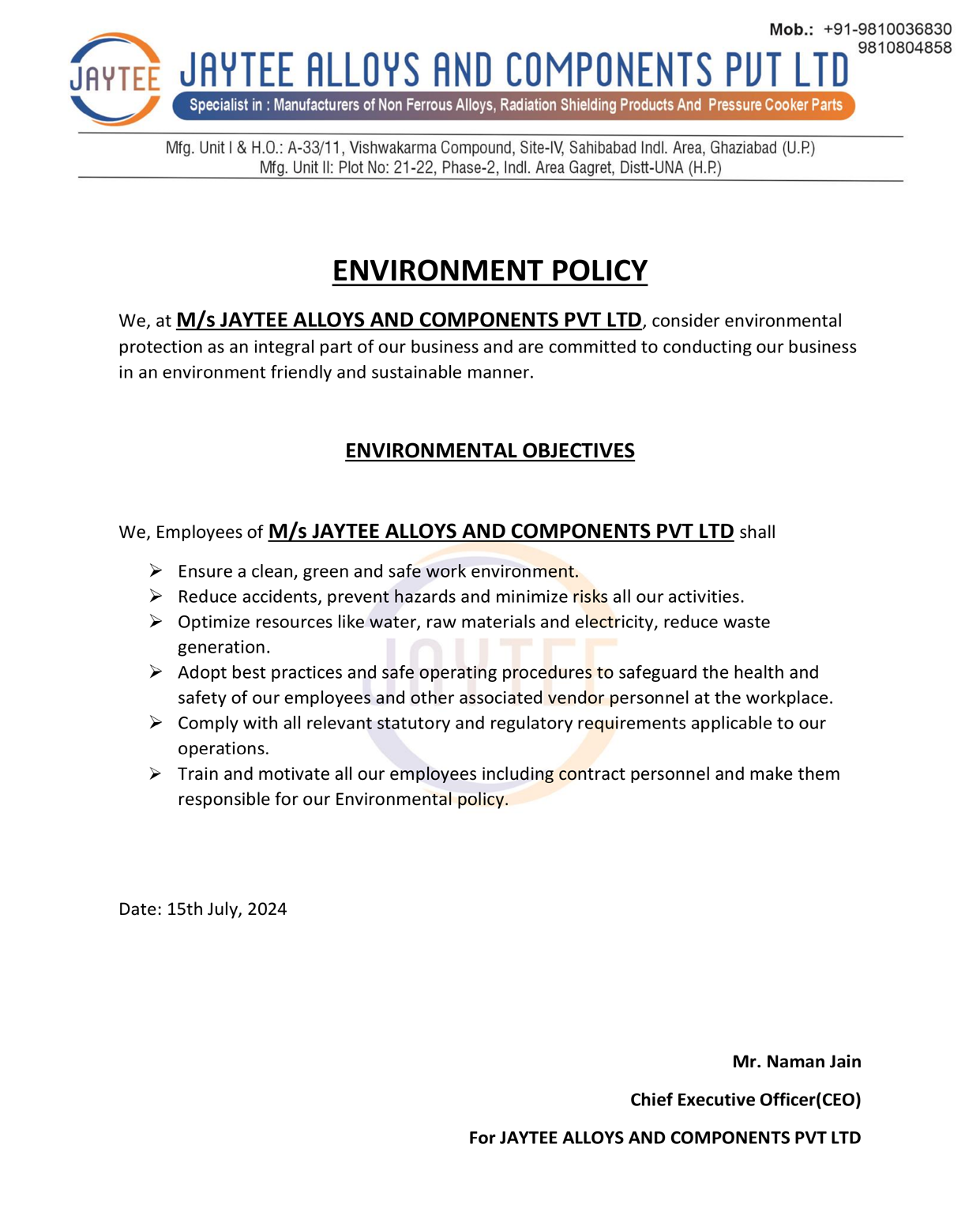 Environment Policy